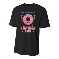 Big Brother Of The Birthday Donut Bday Party Bro Sib Youth Performance Sprint T-Shirt