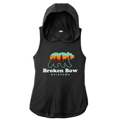 Broken Bow Oklahoma Lake Outdoors Bear Ladies PosiCharge Tri-Blend Wicking Draft Hoodie Tank