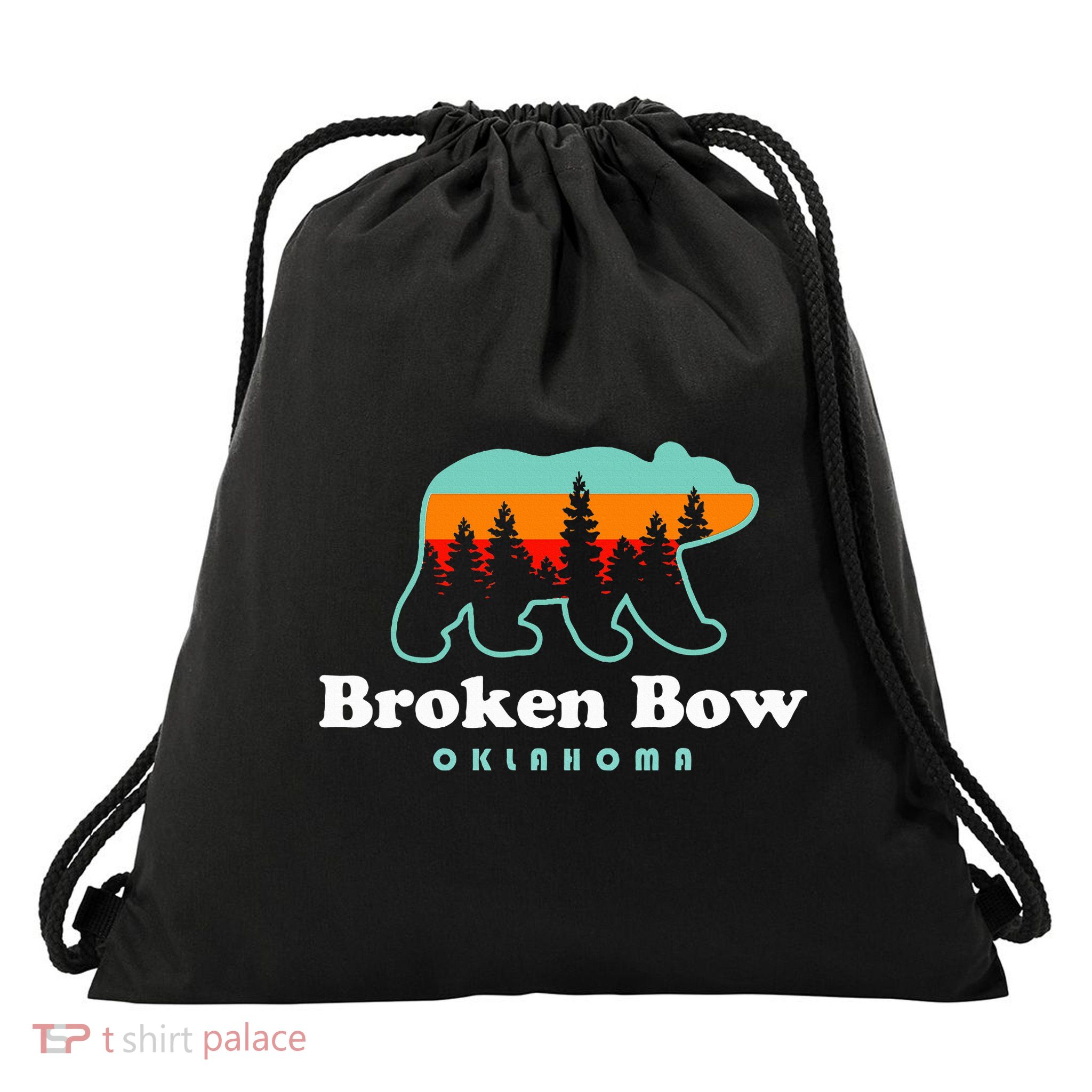 Broken Bow Oklahoma Lake Outdoors Bear Drawstring Bag