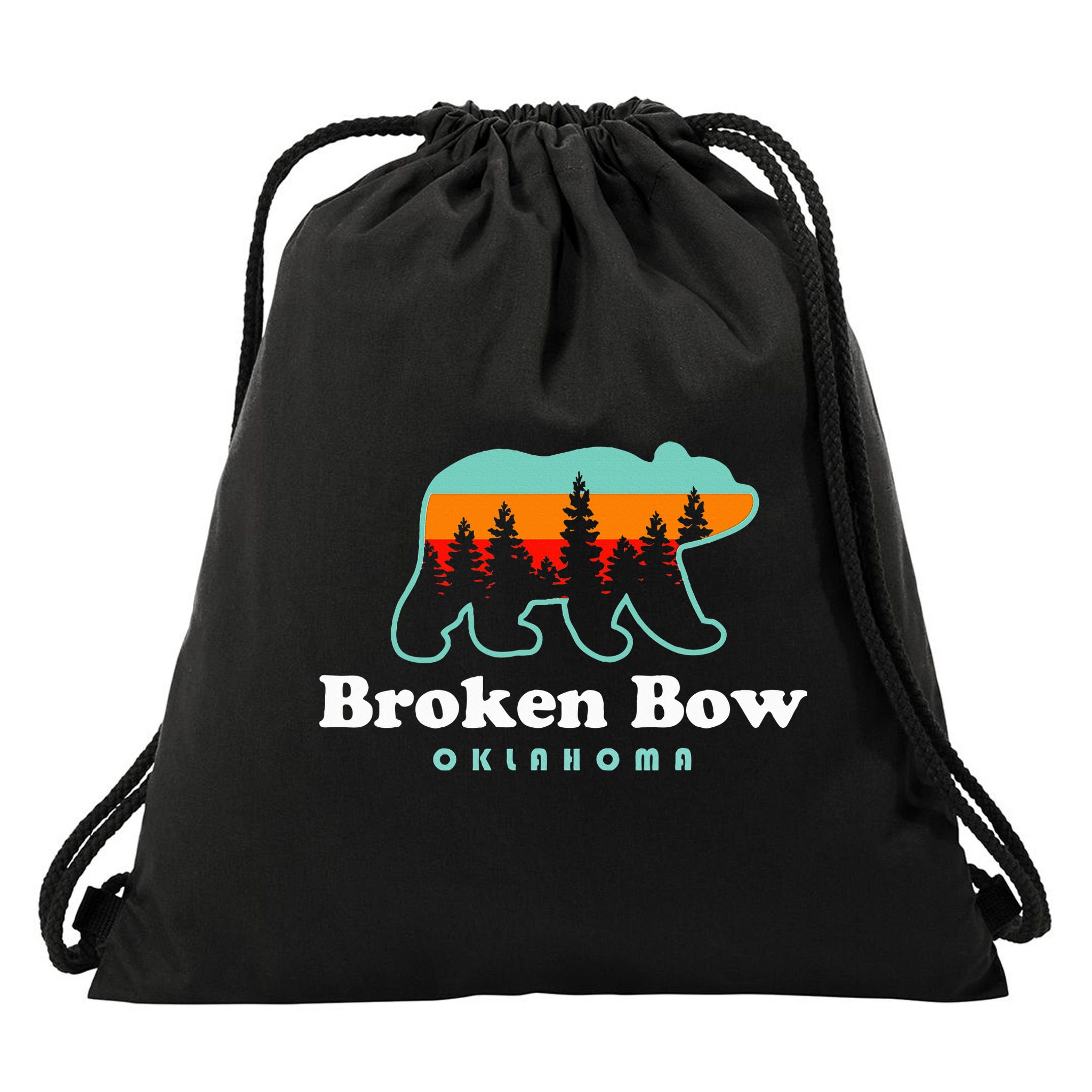 Broken Bow Oklahoma Lake Outdoors Bear Drawstring Bag