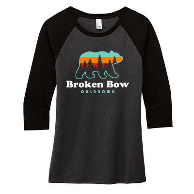 Broken Bow Oklahoma Lake Outdoors Bear Women's Tri-Blend 3/4-Sleeve Raglan Shirt