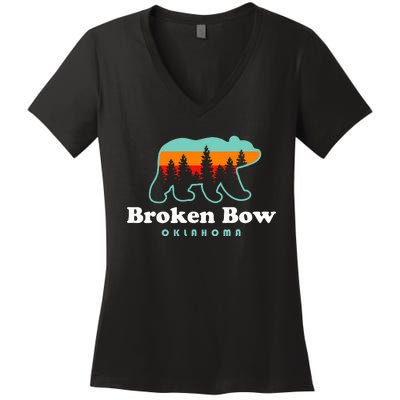 Broken Bow Oklahoma Lake Outdoors Bear Women's V-Neck T-Shirt