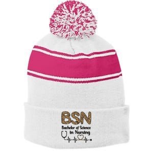 Bsn Bachelor Of Science In Nursing Student Graduation Gift Stripe Pom Pom Beanie