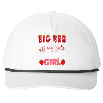 Big Bro Of The Berry First Bday Of Girl Strawberry Brother Snapback Five-Panel Rope Hat