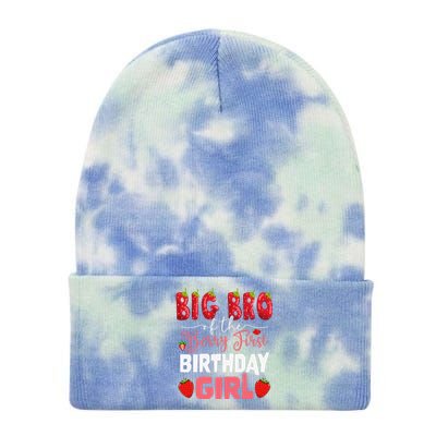 Big Bro Of The Berry First Bday Of Girl Strawberry Brother Tie Dye 12in Knit Beanie