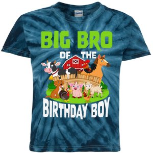 Big Bro Of The Birthday Boy Brother Bday Farm Family Party Kids Tie-Dye T-Shirt