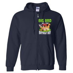 Big Bro Of The Birthday Boy Brother Bday Farm Family Party Full Zip Hoodie