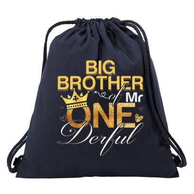 Big Brother Of Mr Onederful 1st Birthday First Onederful Drawstring Bag