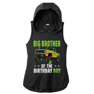 Big Brother Of Birthday Boy Monster Truck Family Matching Ladies PosiCharge Tri-Blend Wicking Draft Hoodie Tank