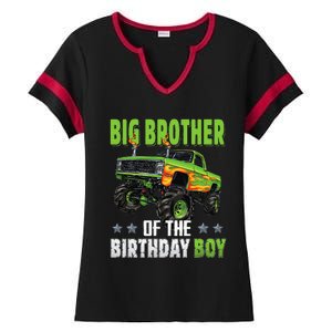 Big Brother Of Birthday Boy Monster Truck Family Matching Ladies Halftime Notch Neck Tee