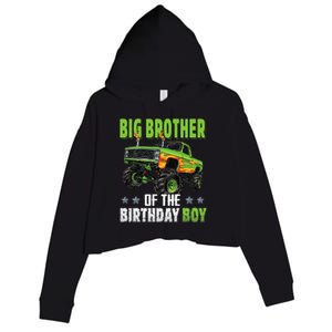 Big Brother Of Birthday Boy Monster Truck Family Matching Crop Fleece Hoodie