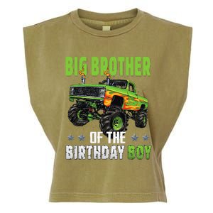 Big Brother Of Birthday Boy Monster Truck Family Matching Garment-Dyed Women's Muscle Tee