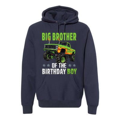 Big Brother Of Birthday Boy Monster Truck Family Matching Premium Hoodie