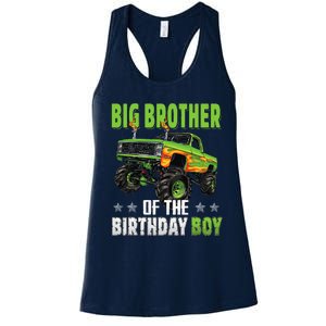 Big Brother Of Birthday Boy Monster Truck Family Matching Women's Racerback Tank