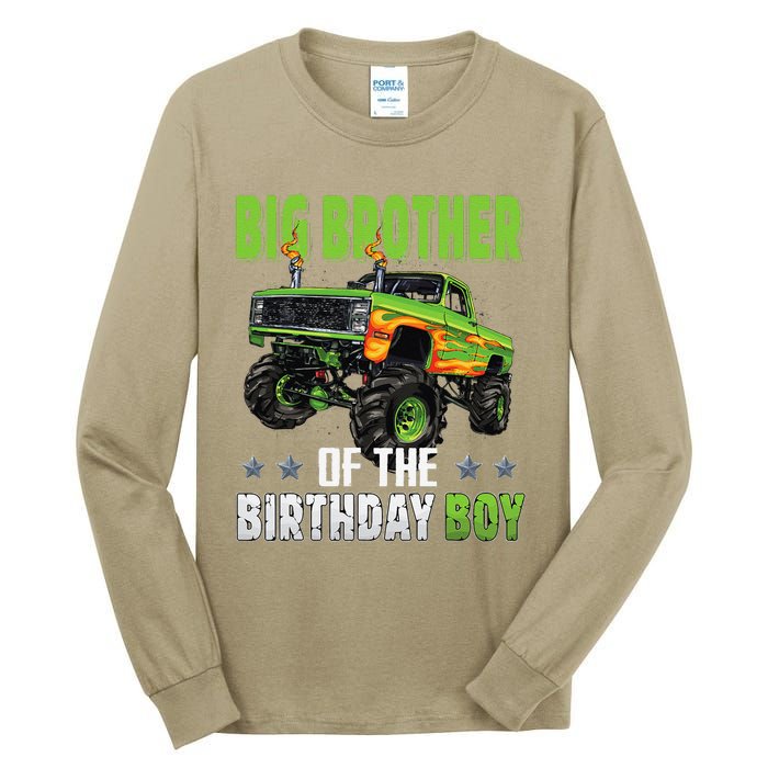 Big Brother Of Birthday Boy Monster Truck Family Matching Tall Long Sleeve T-Shirt