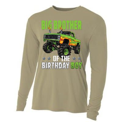 Big Brother Of Birthday Boy Monster Truck Family Matching Cooling Performance Long Sleeve Crew