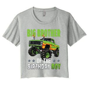 Big Brother Of Birthday Boy Monster Truck Family Matching Women's Crop Top Tee