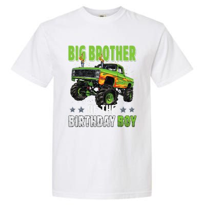 Big Brother Of Birthday Boy Monster Truck Family Matching Garment-Dyed Heavyweight T-Shirt