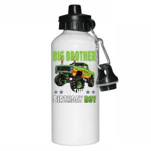 Big Brother Of Birthday Boy Monster Truck Family Matching Aluminum Water Bottle