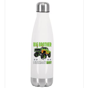 Big Brother Of Birthday Boy Monster Truck Family Matching Stainless Steel Insulated Water Bottle