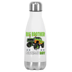 Big Brother Of Birthday Boy Monster Truck Family Matching Stainless Steel Insulated Water Bottle