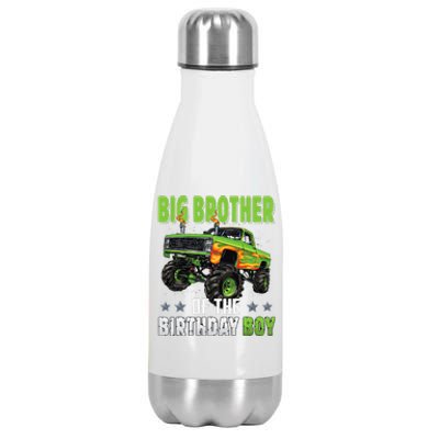 Big Brother Of Birthday Boy Monster Truck Family Matching Stainless Steel Insulated Water Bottle