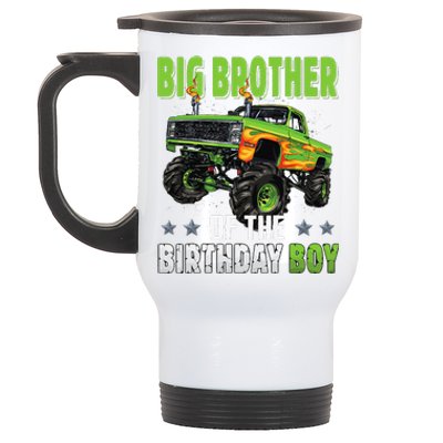 Big Brother Of Birthday Boy Monster Truck Family Matching Stainless Steel Travel Mug