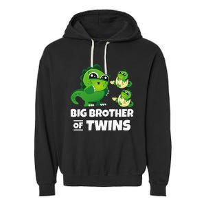 Big Brother of Twins Older Brother of Twin Announcement Garment-Dyed Fleece Hoodie