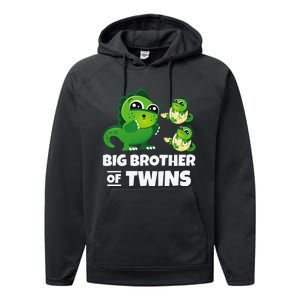 Big Brother of Twins Older Brother of Twin Announcement Performance Fleece Hoodie