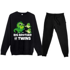 Big Brother of Twins Older Brother of Twin Announcement Premium Crewneck Sweatsuit Set