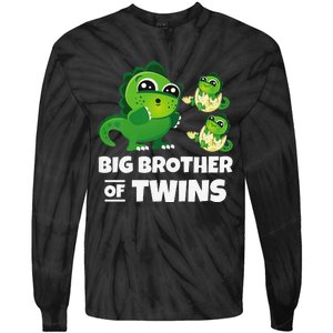 Big Brother of Twins Older Brother of Twin Announcement Tie-Dye Long Sleeve Shirt