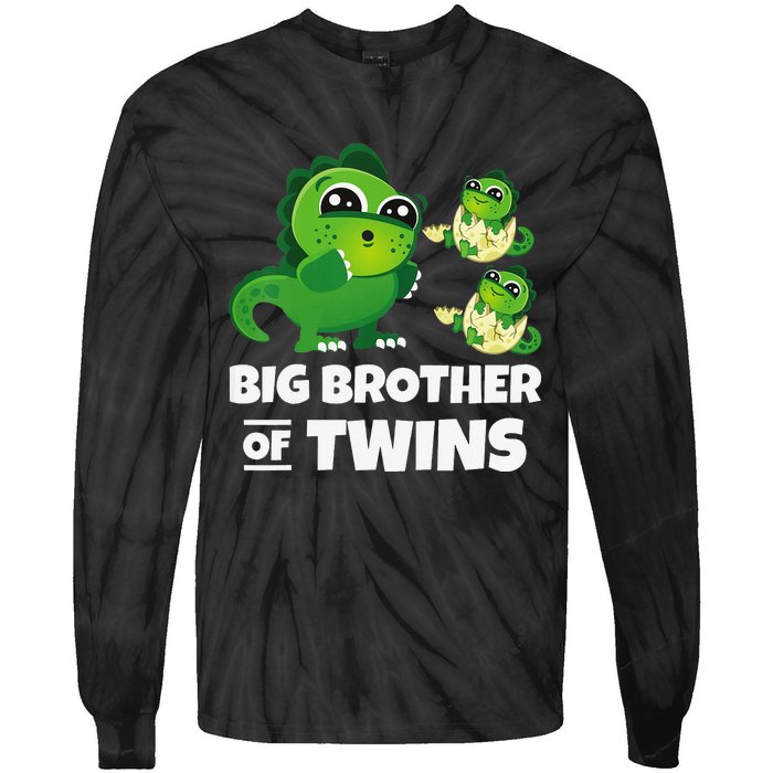 Big Brother of Twins Older Brother of Twin Announcement Tie-Dye Long Sleeve Shirt