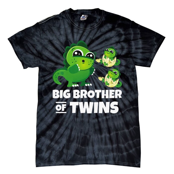 Big Brother of Twins Older Brother of Twin Announcement Tie-Dye T-Shirt