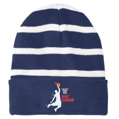 Best Basketballer Of All Time Just Dunk It Basketball Lover Striped Beanie with Solid Band