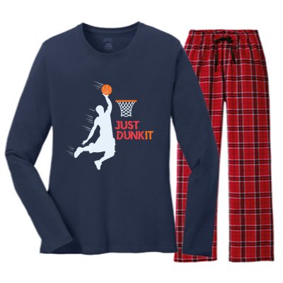 Best Basketballer Of All Time Just Dunk It Basketball Lover Women's Long Sleeve Flannel Pajama Set 