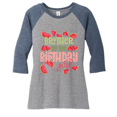 Brother Birthday One in a Melon Watermelon Birthday Girl Women's Tri-Blend 3/4-Sleeve Raglan Shirt