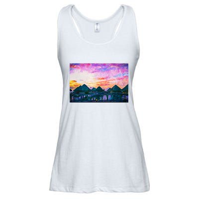 Bora Bora Oceania Oil Paint Ladies Essential Flowy Tank