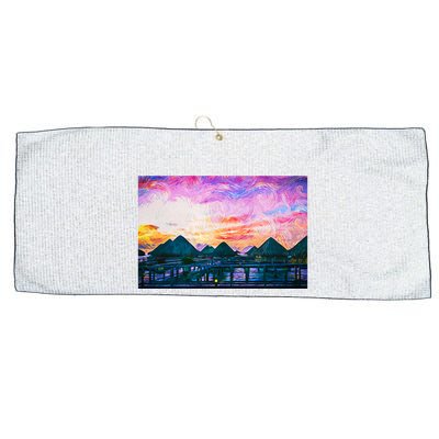 Bora Bora Oceania Oil Paint Large Microfiber Waffle Golf Towel