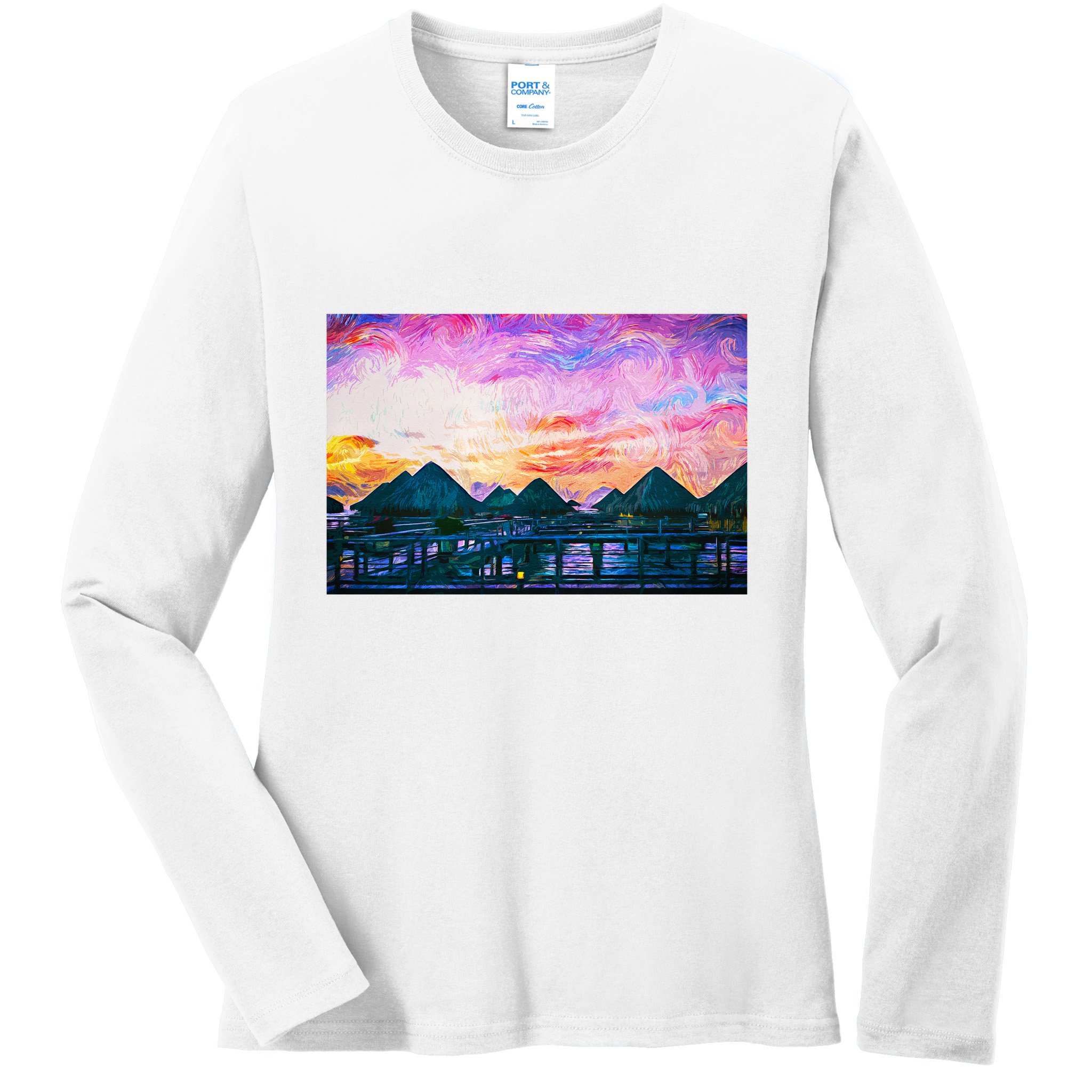 Bora Bora Oceania Oil Paint Ladies Long Sleeve Shirt