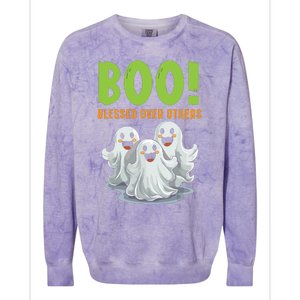 Boo Blessed Over Others Halloween Jesus Colorblast Crewneck Sweatshirt