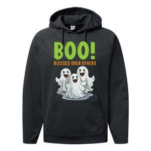 Boo Blessed Over Others Halloween Jesus Performance Fleece Hoodie