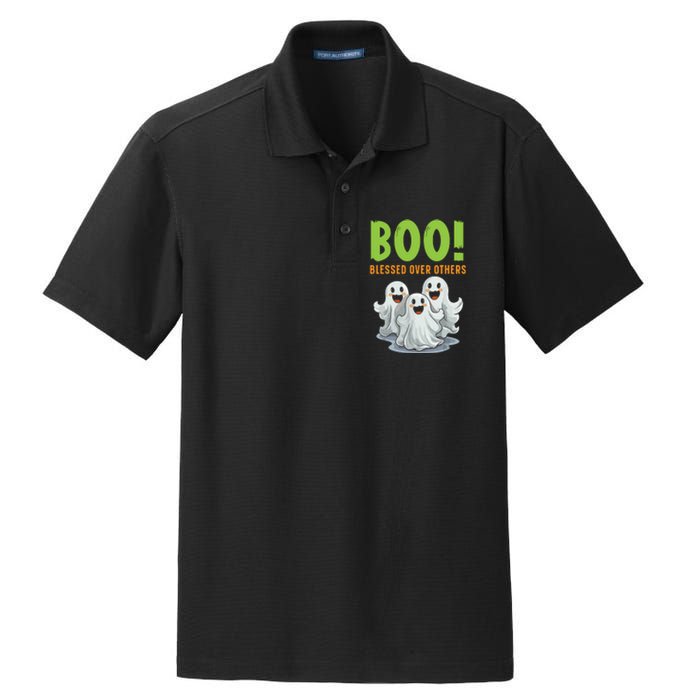 Boo Blessed Over Others Halloween Jesus Dry Zone Grid Polo