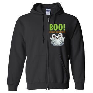 Boo Blessed Over Others Halloween Jesus Full Zip Hoodie