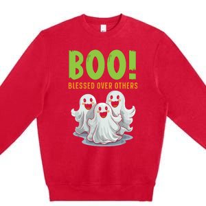 Boo Blessed Over Others Halloween Jesus Premium Crewneck Sweatshirt