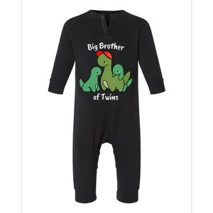 Big Brother of Twins Cute Dinosaur Siblings Infant Fleece One Piece