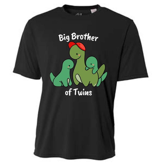 Big Brother of Twins Cute Dinosaur Siblings Cooling Performance Crew T-Shirt