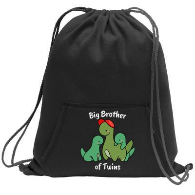 Big Brother of Twins Cute Dinosaur Siblings Sweatshirt Cinch Pack Bag