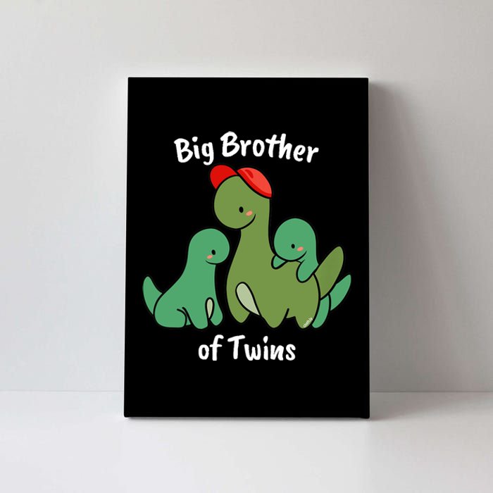 Big Brother of Twins Cute Dinosaur Siblings Canvas