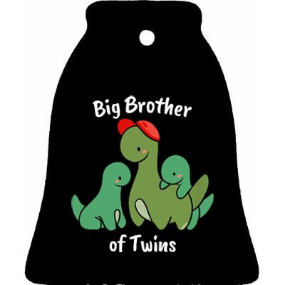 Big Brother of Twins Cute Dinosaur Siblings Ceramic Bell Ornament