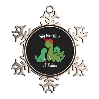 Big Brother of Twins Cute Dinosaur Siblings Metallic Star Ornament